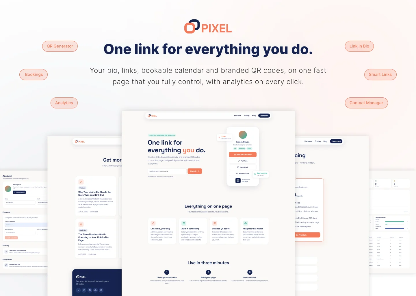 QRPixel link-in-bio and branded QR code platform by Teamseven